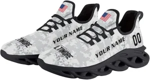 Custom Football Camo Salute Sneakers Personalized Breathable Fan Gift Workout Athletic Gym Slip-on Casual Shoes for Men Women
