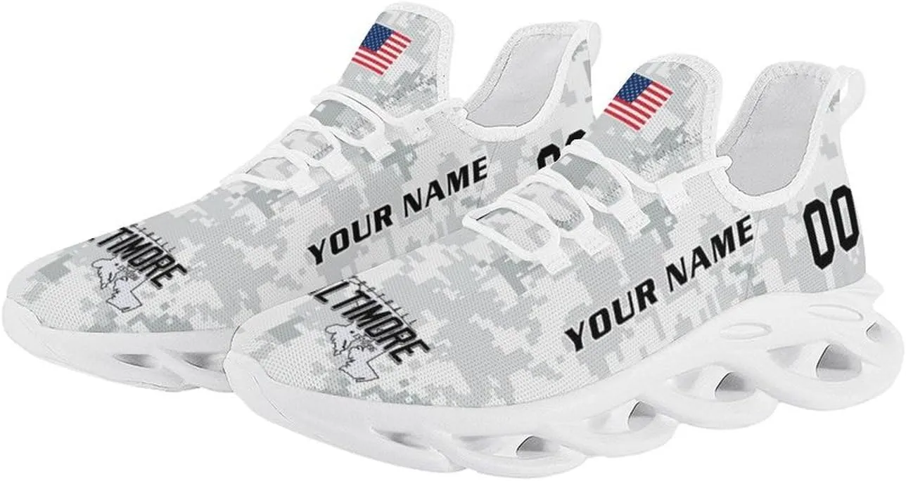 Custom Football Camo Salute Sneakers Personalized Breathable Fan Gift Workout Athletic Gym Slip-on Casual Shoes for Men Women