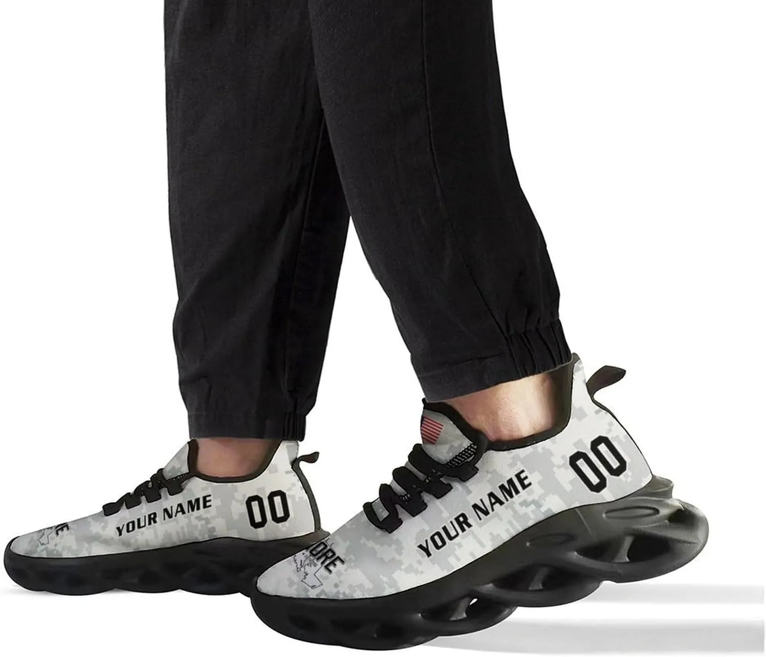 Custom Football Camo Salute Sneakers Personalized Breathable Fan Gift Workout Athletic Gym Slip-on Casual Shoes for Men Women