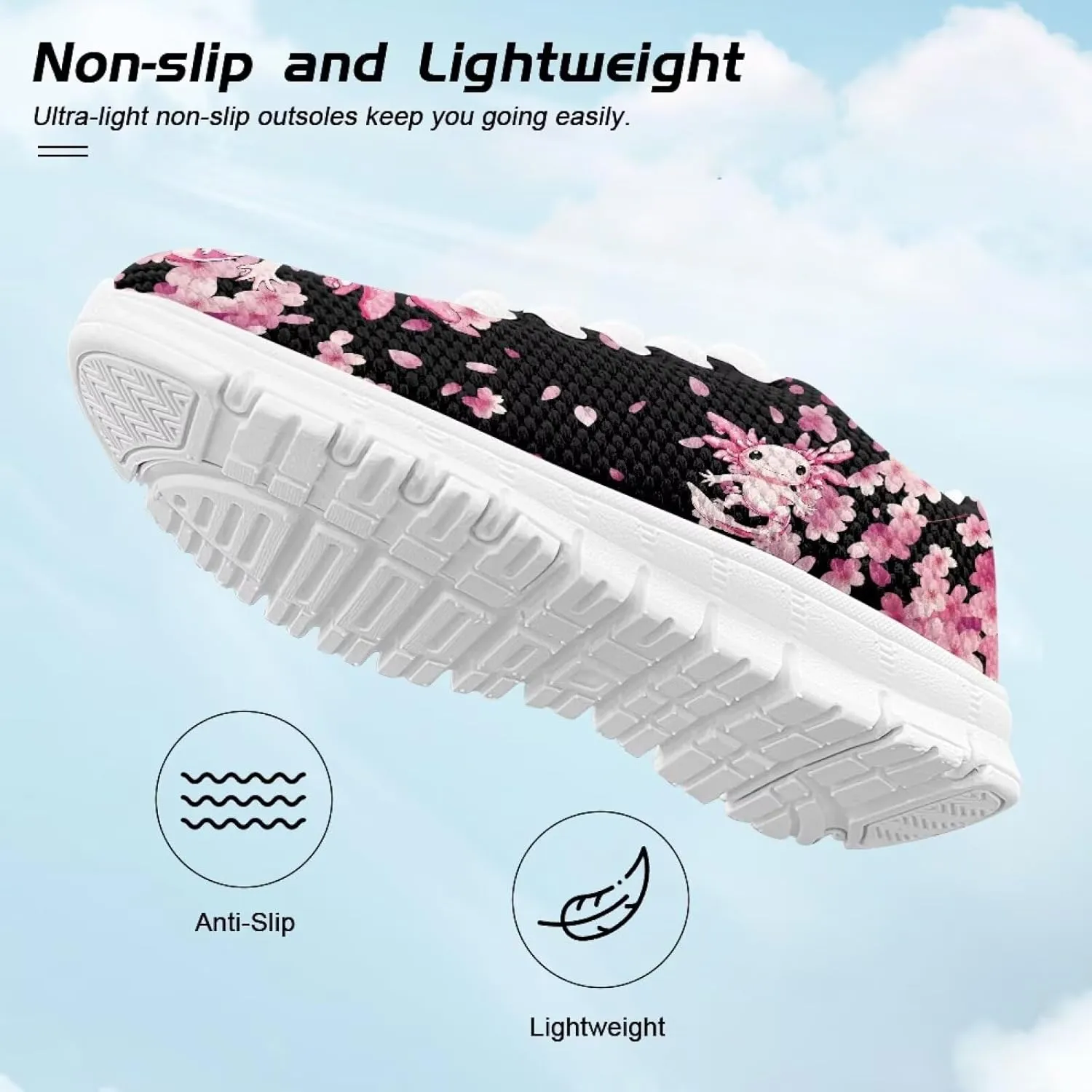 Cute Axolotl Girls Running Shoes Trendy Sneakers for Kids Athletic Shoes