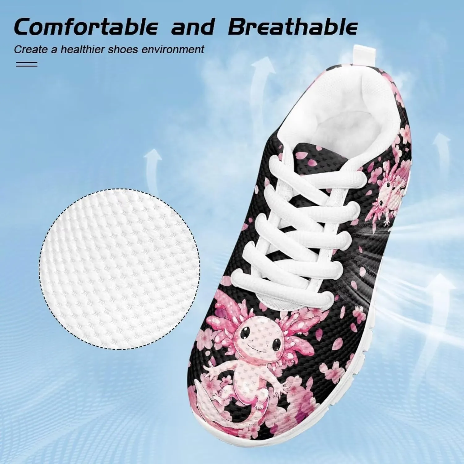 Cute Axolotl Girls Running Shoes Trendy Sneakers for Kids Athletic Shoes