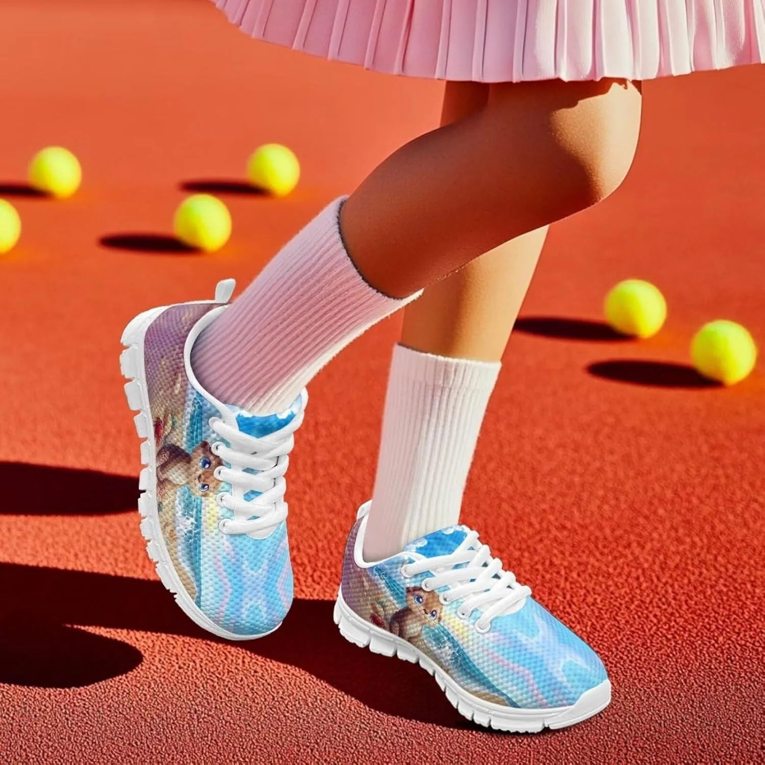 Cute Axolotl Girls Running Shoes Trendy Sneakers for Kids Athletic Shoes