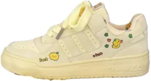 Cute Cartoon Print Chunky Sneakers for Women & Girls - Retro Y2K Leather Slip-On Shoes, Comfy Orthopedic Thick Sole Casual Streetwear for Sports, Hiking, Back to School, Beach Travel, Birthday Gifts