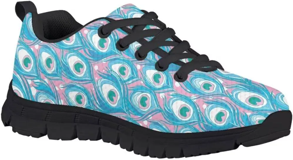 Cute Girls Shoes Lightweight Breathable Running Shoes Lace Up Walking Tennis Sneakers Black Sole