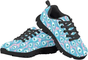 Cute Girls Shoes Lightweight Breathable Running Shoes Lace Up Walking Tennis Sneakers Black Sole