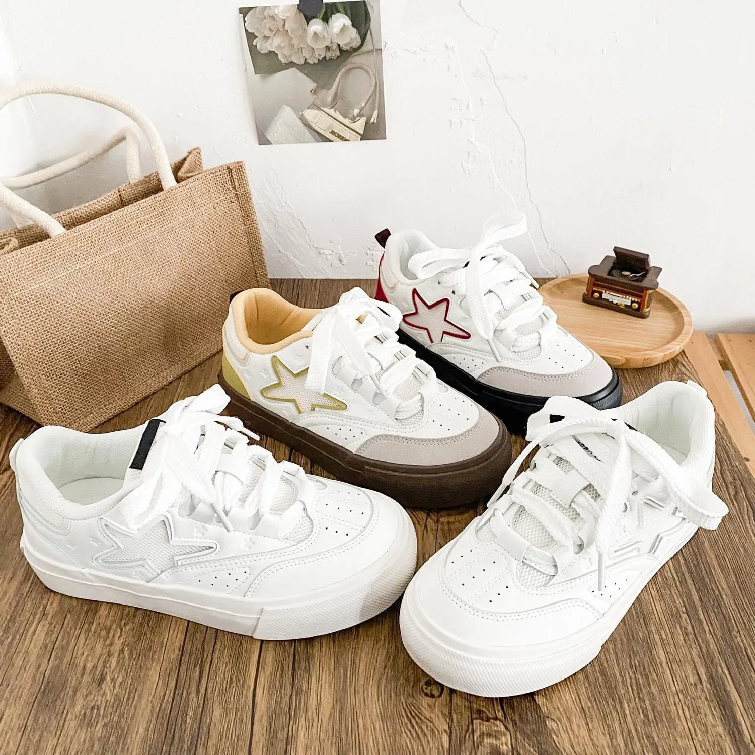 Cute Shoes for Teen Girls Trendy Y2K Summer Stars Chunky Platform Fashion Kawaii Sneakers Gifts for Women Daughter Granddaughter Back to School Rave Streetwear Parties Indoors Outdoors
