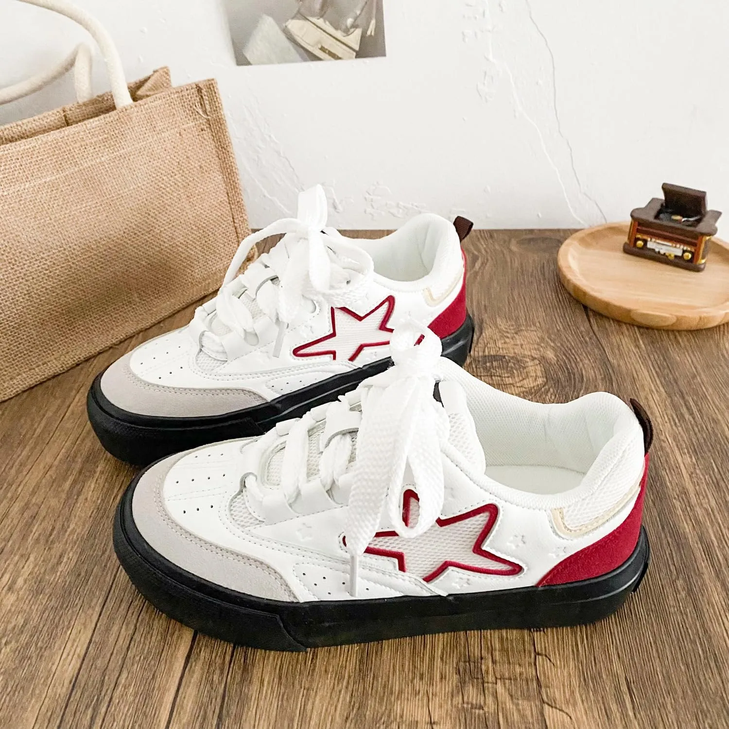 Cute Shoes for Teen Girls Trendy Y2K Summer Stars Chunky Platform Fashion Kawaii Sneakers Gifts for Women Daughter Granddaughter Back to School Rave Streetwear Parties Indoors Outdoors
