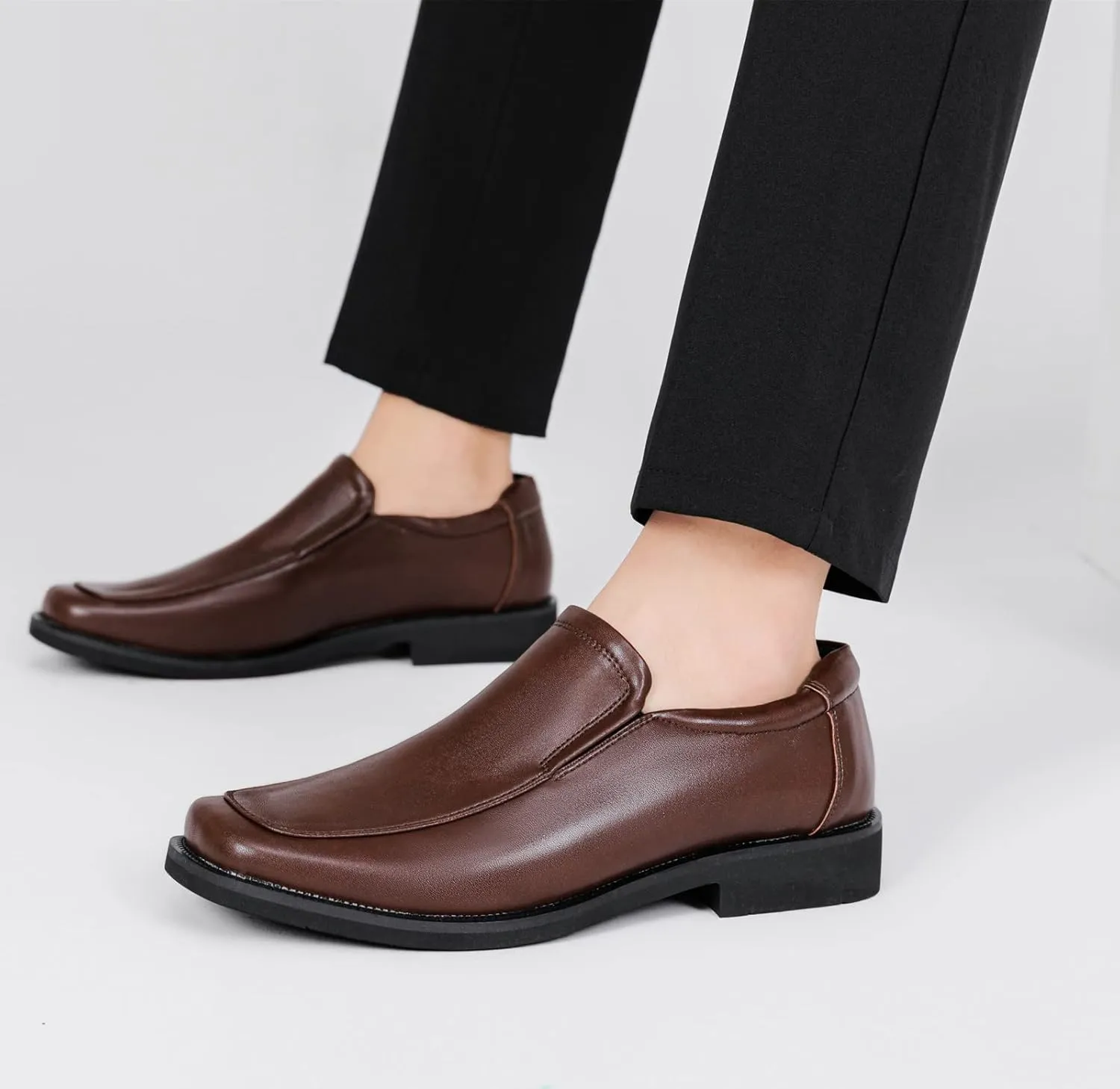 DADAWEN Men's Classic Leather Lined Formal Oxfords Slip on Casual Dress Shoes