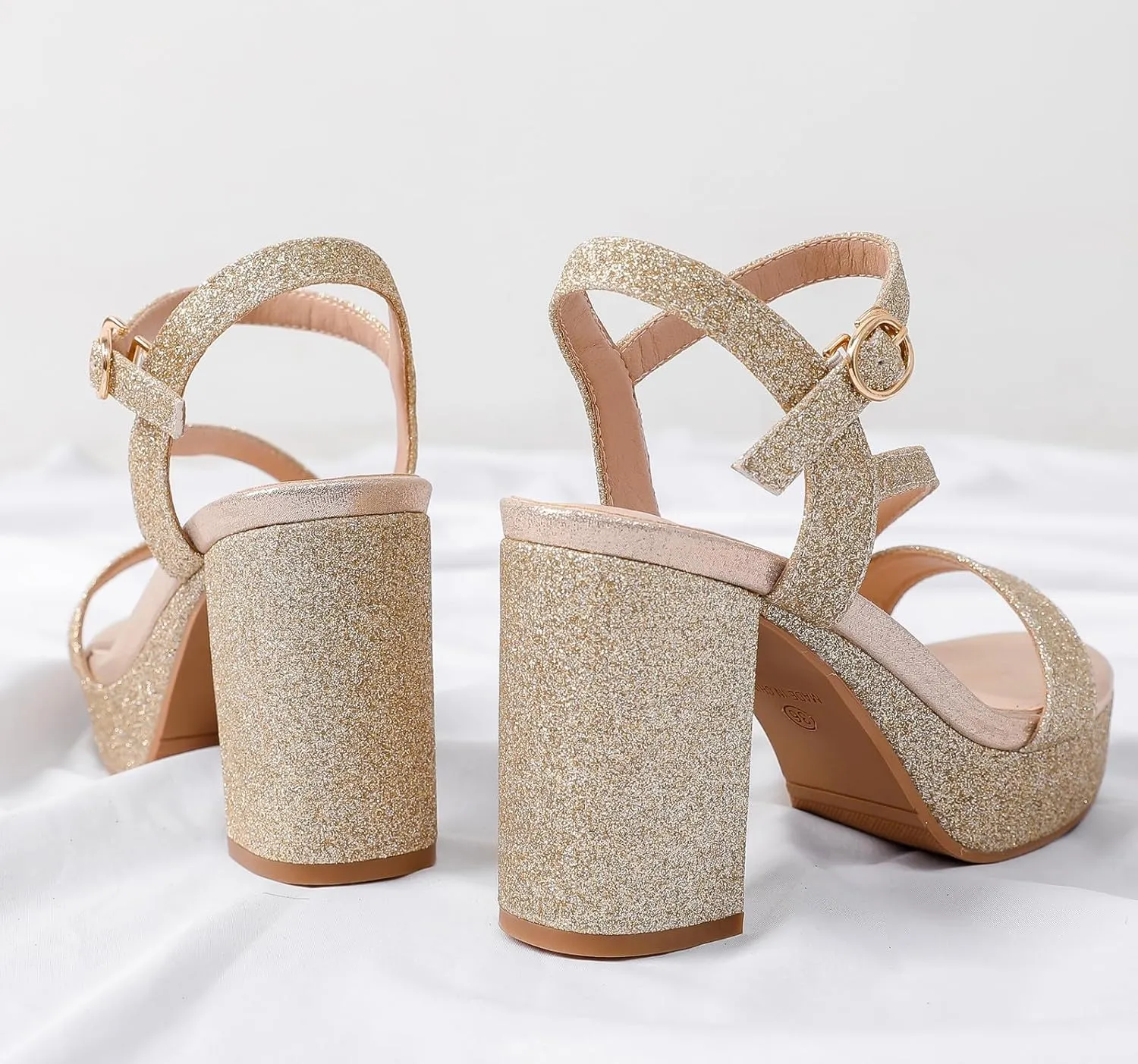 DADAWEN Platform Heels for Women High Block Chunky Open Toe Ankle Strap Heeled Sandals Wedding Party Evening Prom Dance Dress Pump Sandals Shoes