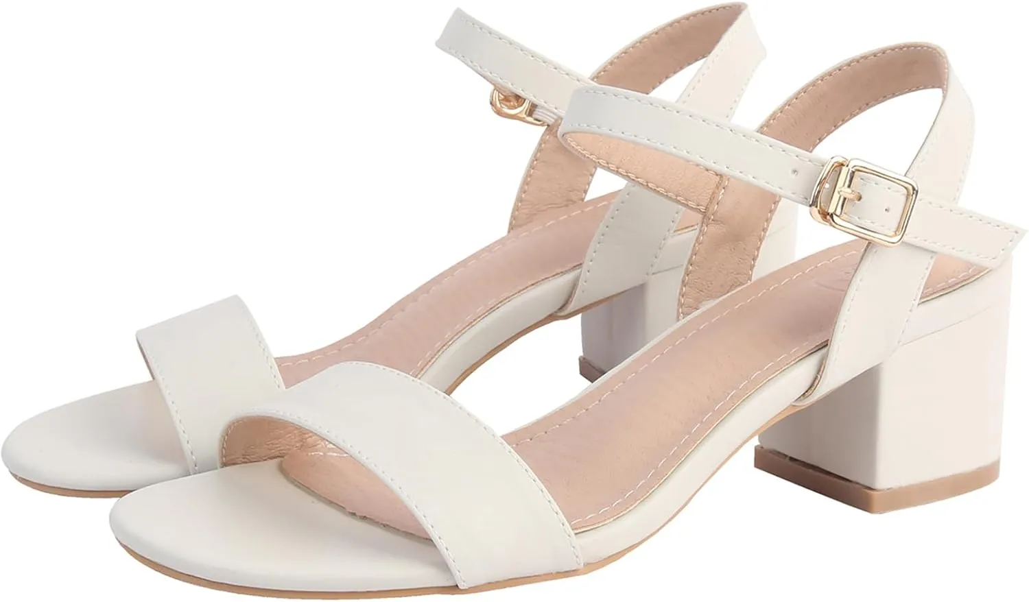 DADAWEN Women's Open Toe Ankle Strap Glitter Low Block Chunky Heels Sandals Party Dress Pumps Shoes