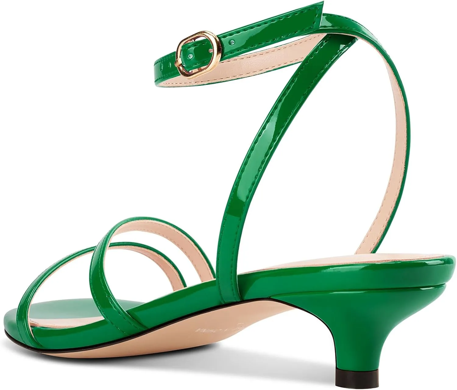 DearOnly Womens Low Kitten Heel Strappy Sandals Open Toe Ankle Strap Dress Shoes 1.4 Inches Heels