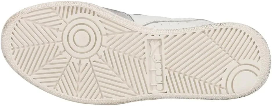 Diadora Mens B.Elite H Leather Dirty Perforated Lace Up Sneakers Shoes Casual - Off White
