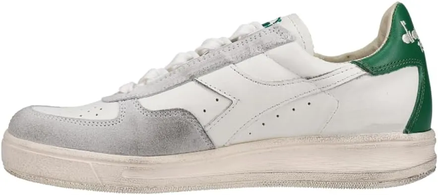 Diadora Mens B.Elite H Leather Dirty Perforated Lace Up Sneakers Shoes Casual - Off White