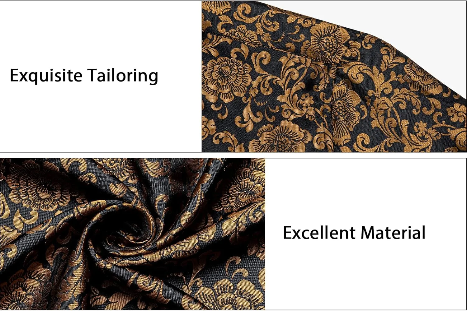 DiBanGu Men's Silk Paisley Dress Shirt Formal Long Sleeve Button-Down Casual Shirts for Wedding Party