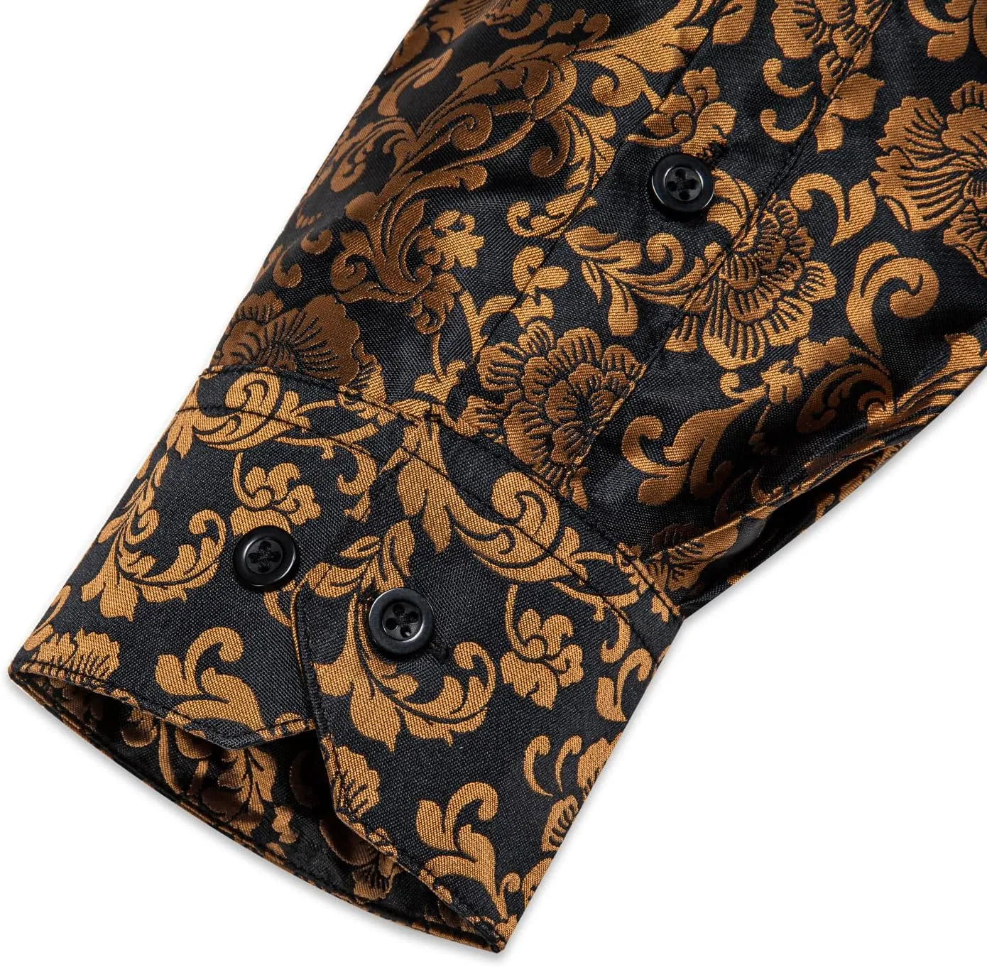 DiBanGu Men's Silk Paisley Dress Shirt Formal Long Sleeve Button-Down Casual Shirts for Wedding Party