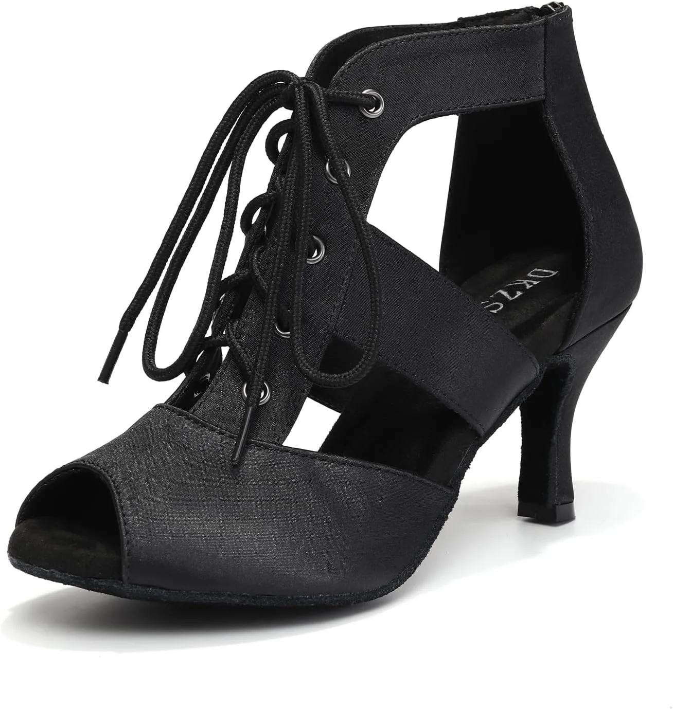 DKZSYIM Women's Open Toe Ankle Dance Boots Ballroom Lace-up Latin Salsa Dance Shoes,D43