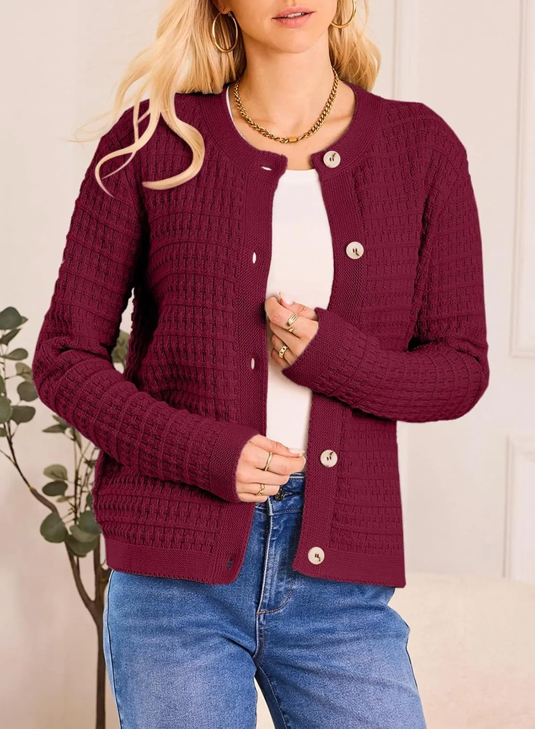 Dokotoo Cardigan Sweaters for Women Lightweight Long Sleeve Open Front 2024 Button Down Jacket Winter