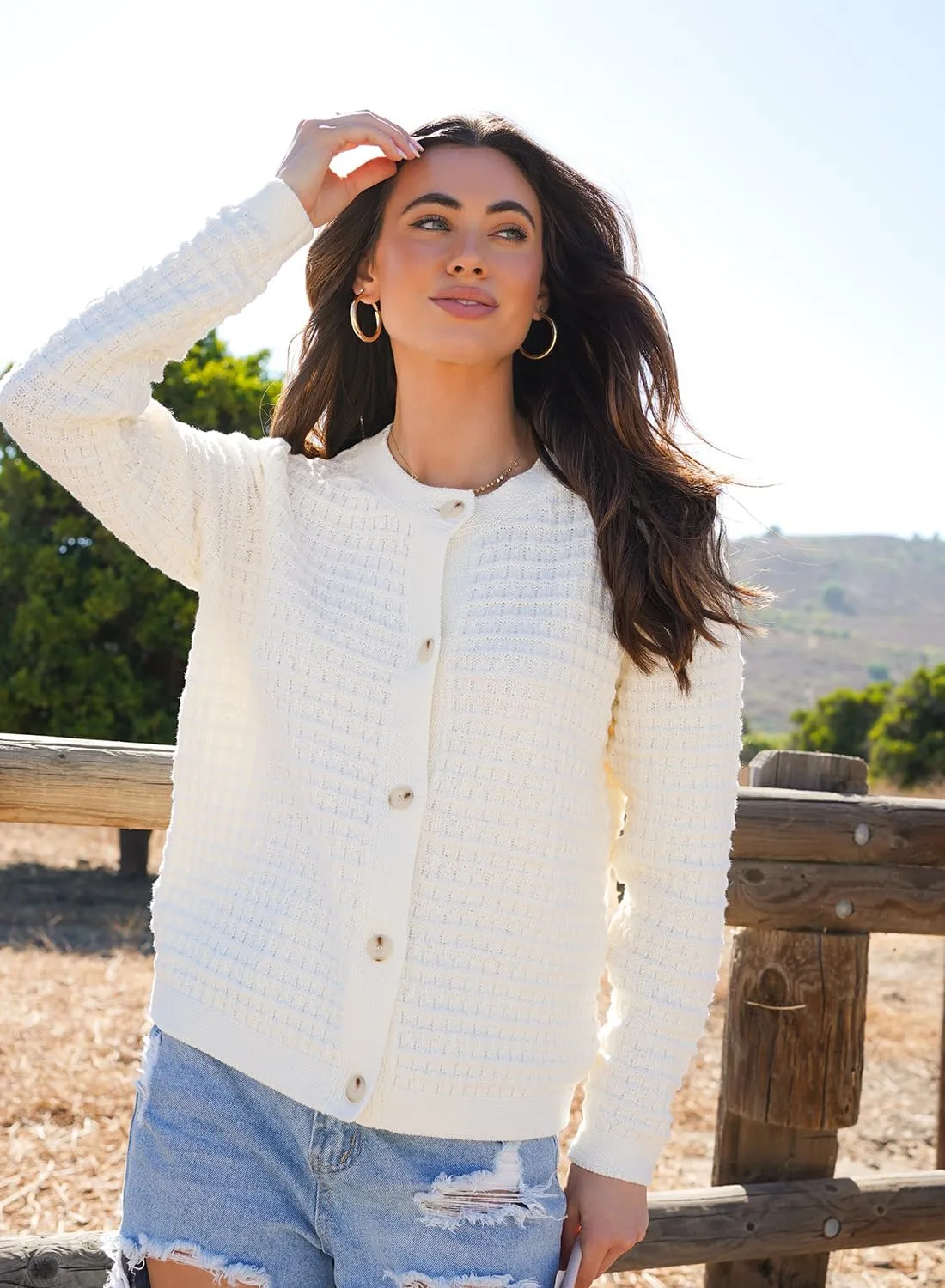 Dokotoo Cardigan Sweaters for Women Lightweight Long Sleeve Open Front 2024 Button Down Jacket Winter
