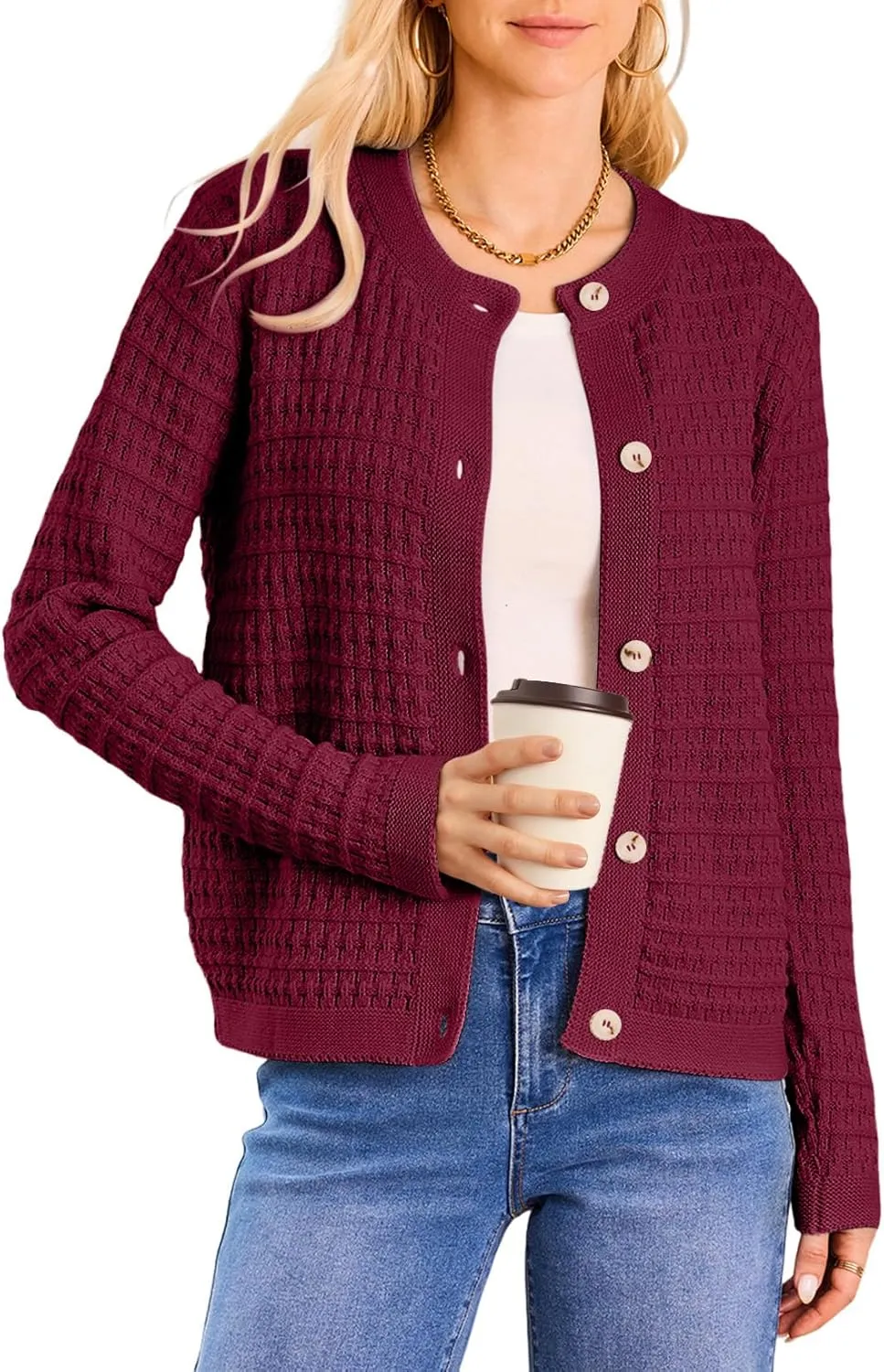Dokotoo Cardigan Sweaters for Women Lightweight Long Sleeve Open Front 2024 Button Down Jacket Winter