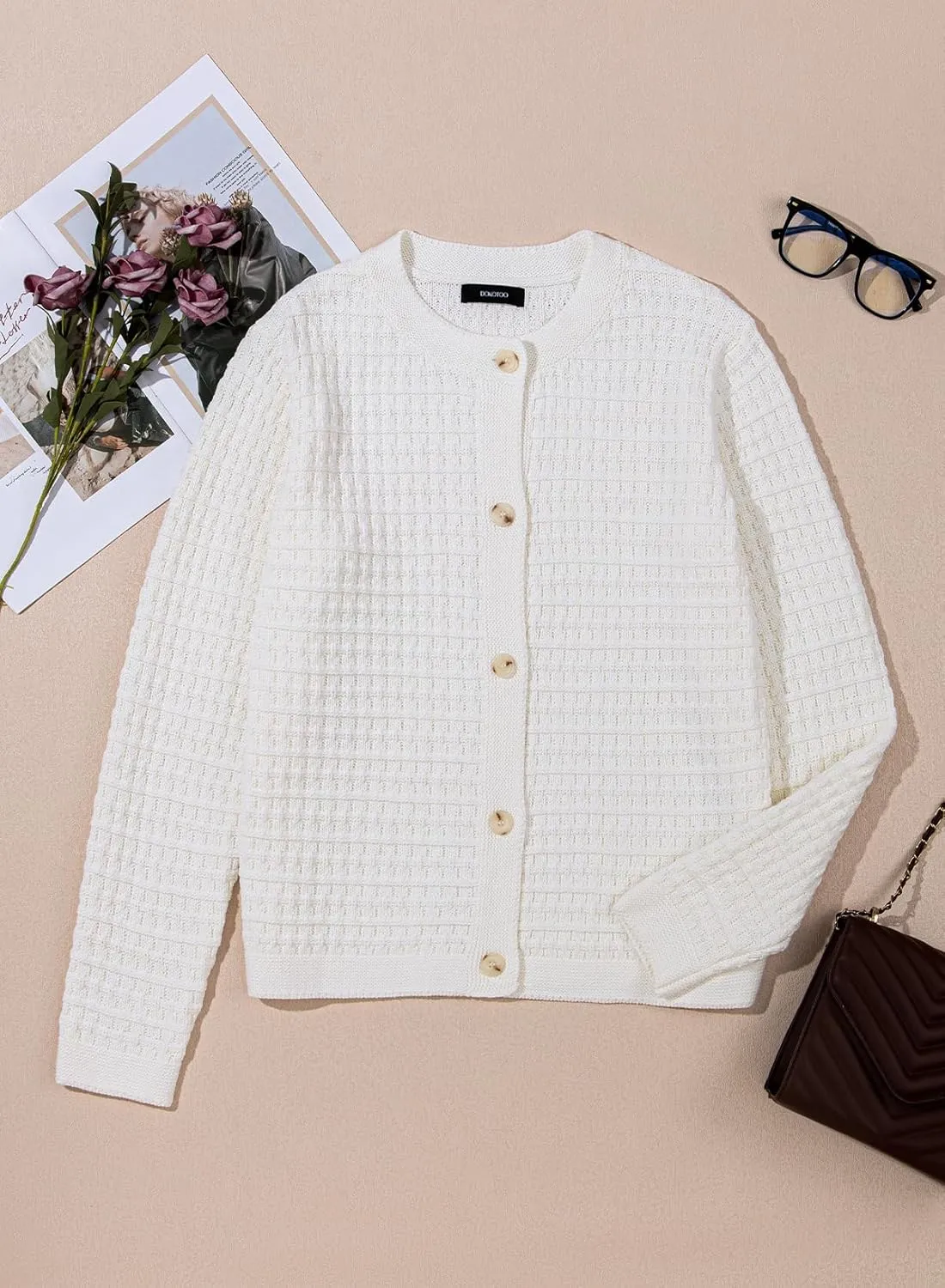 Dokotoo Cardigan Sweaters for Women Lightweight Long Sleeve Open Front 2024 Button Down Jacket Winter