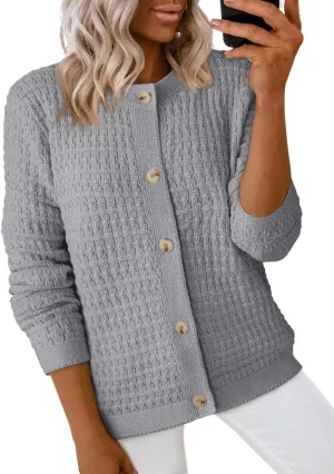 Dokotoo Cardigan Sweaters for Women Lightweight Long Sleeve Open Front 2024 Button Down Jacket Winter