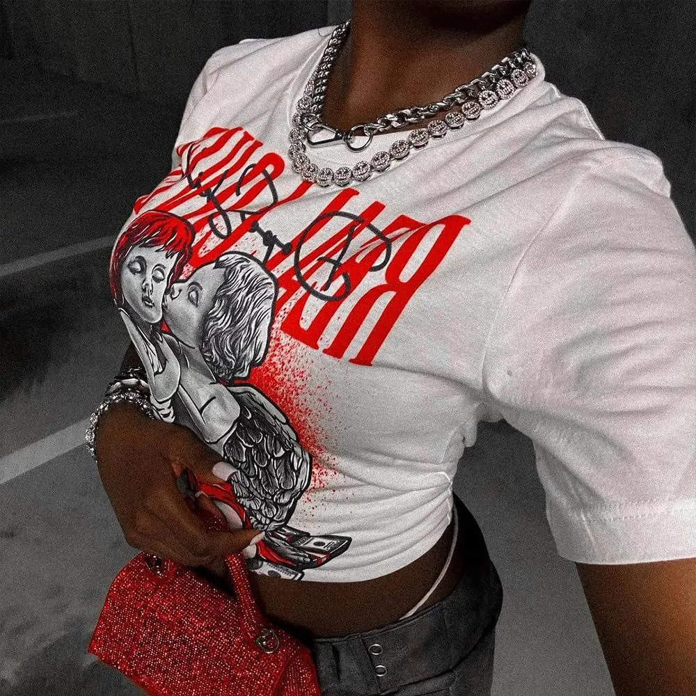 DopeSkill Graphic Tee Streetwear Hip Hop Hypebeast Street Style Crew Neck Unisex T-Shirt Sneaker Colour Matching Shirts Angel