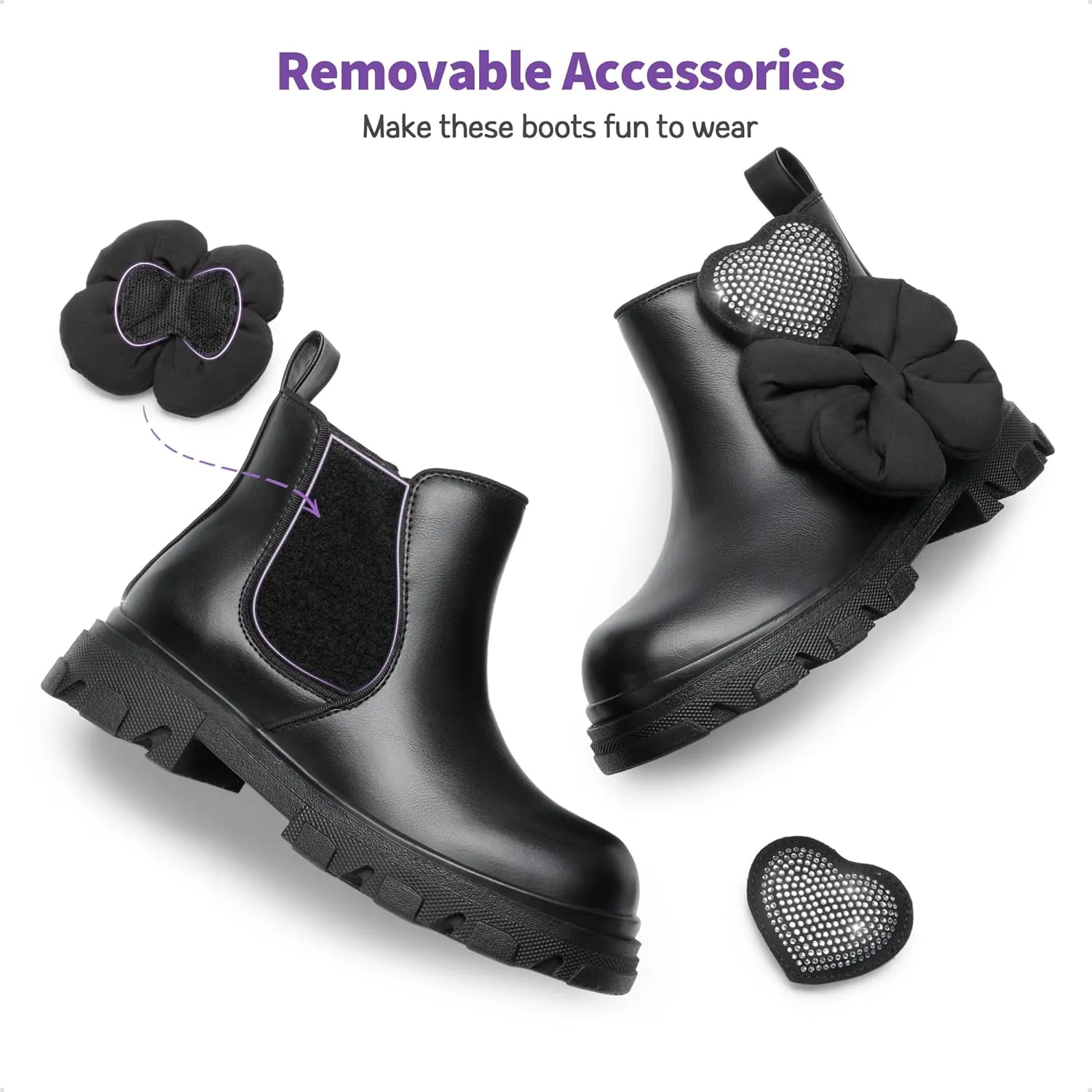 DREAM PAIRS Girls Chelsea Boots Side Zipper Lug Sole Ankle Booties Toddler/Little Kid/Big Kid