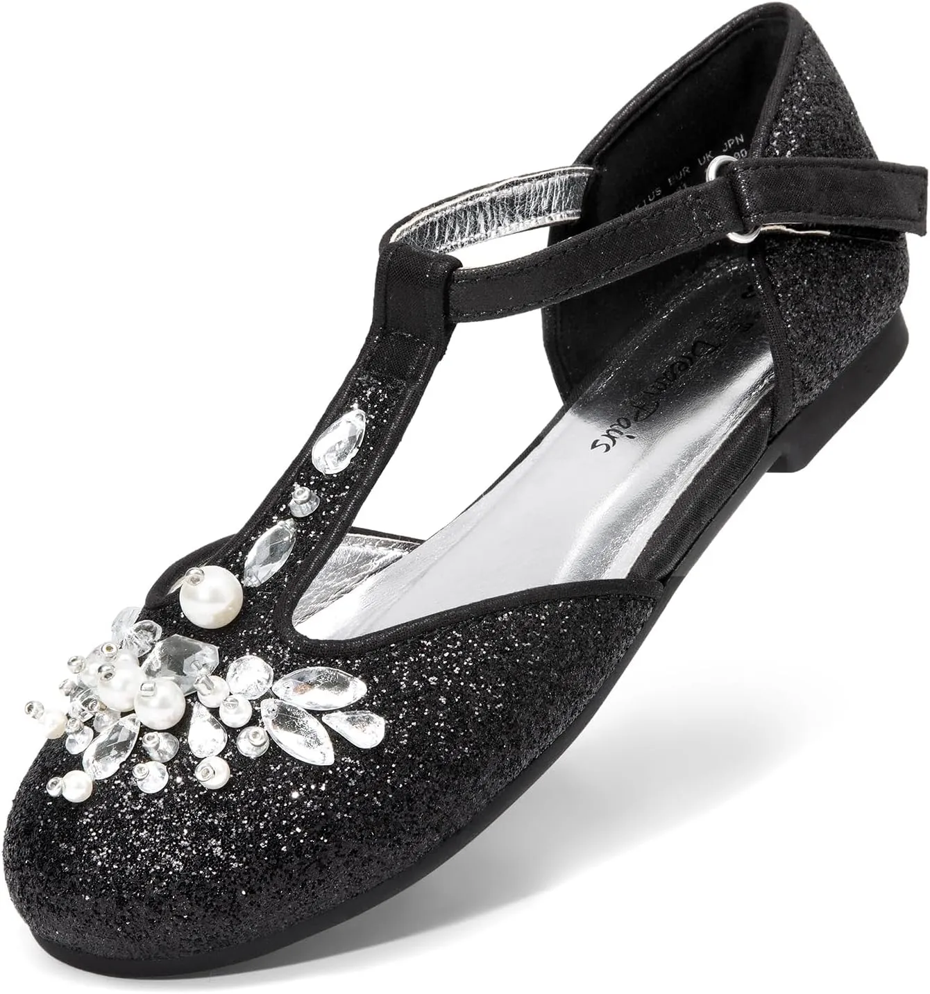 DREAM PAIRS Girls Mary Jane Dress Shoes Pearl T-Strap Party Flower Wedding Princess Flats for Toddler Little Big Kid
