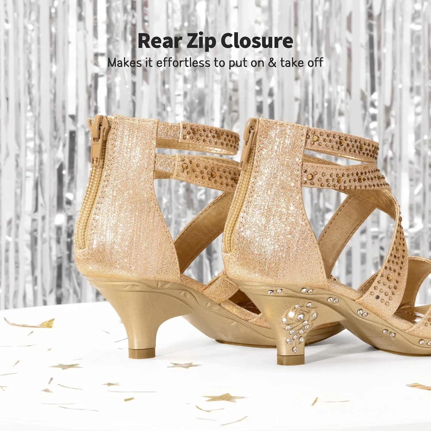 DREAM PAIRS Girls Sandals Low Heel Dress Pump Sandals