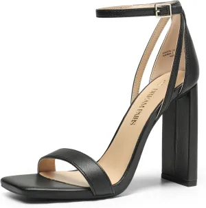 DREAM PAIRS High Heels Chunky Block Square Toe Heels for Women Dressy Open Toe Heel Sandals