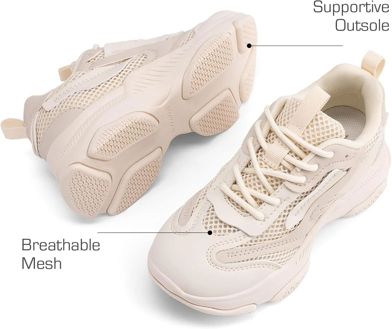 DREAM PAIRS Kids Girls Sneakers Jelly Sole Lace up Shoes Lightweight Walking Shoes for Girls Boys