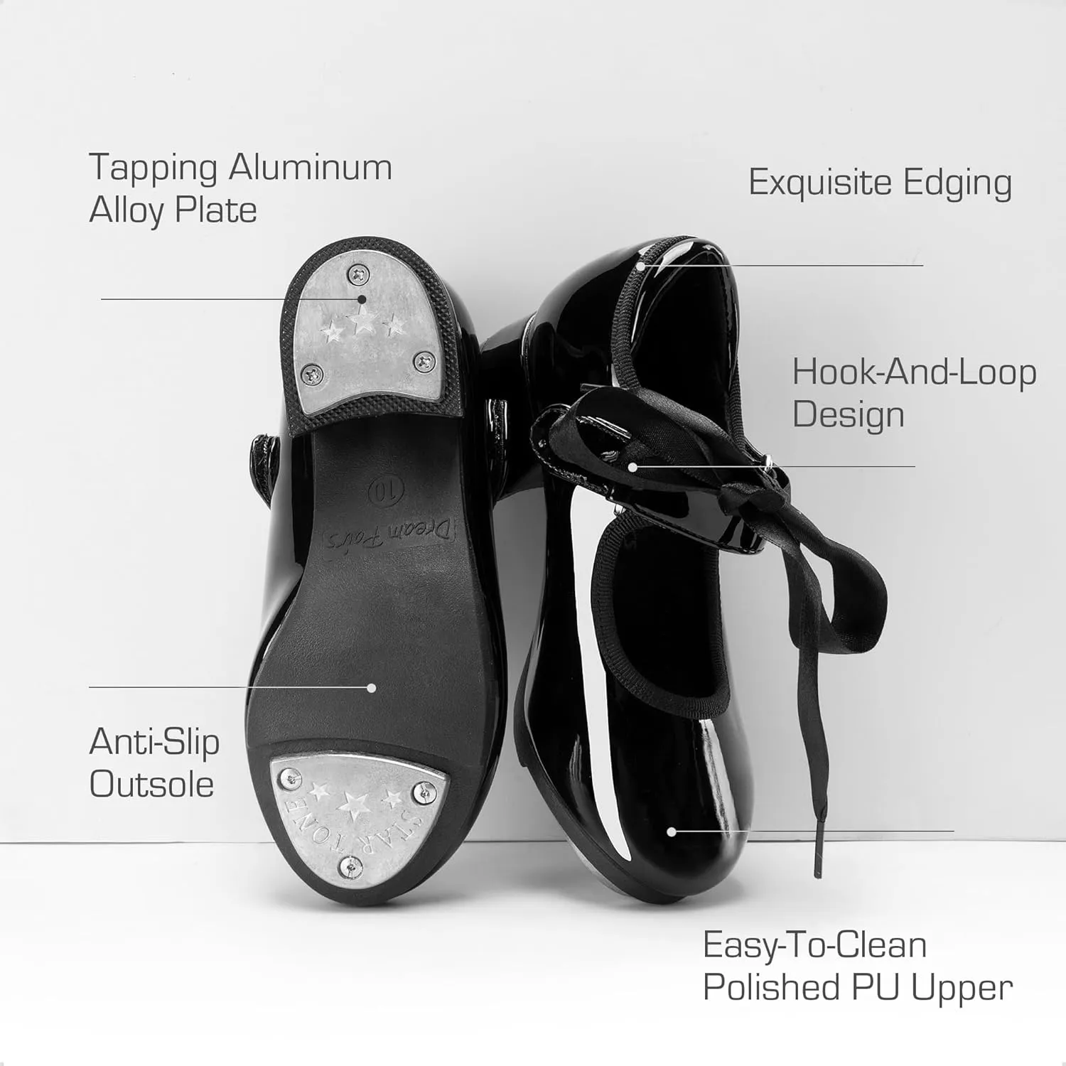 DREAM PAIRS Kids Tap Shoes for Girls Dance Shoes Boys Easy Strap Tap Mary Jane Flats PU Leather for Toddler/Little Kid/Big Kid