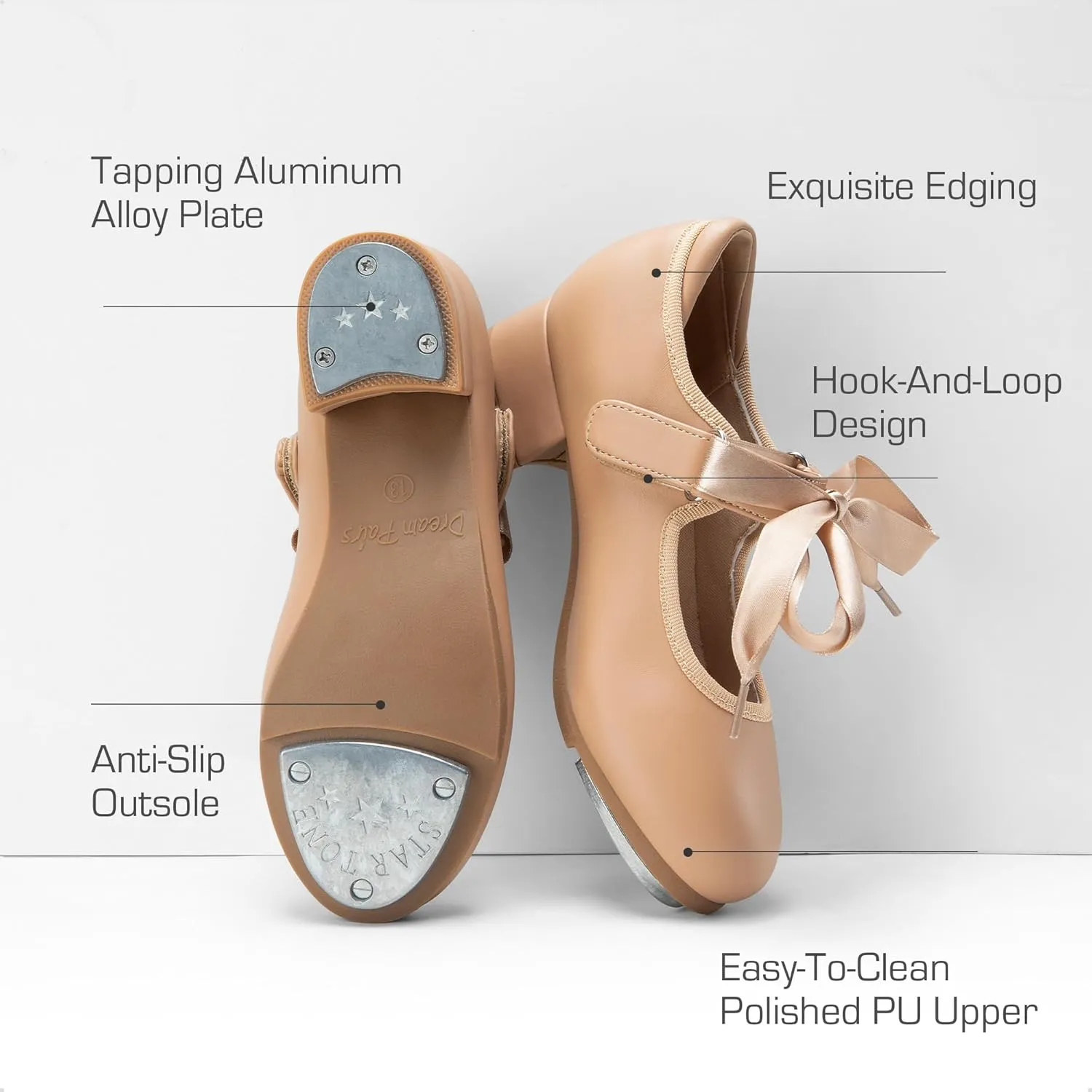 DREAM PAIRS Kids Tap Shoes for Girls Dance Shoes Boys Easy Strap Tap Mary Jane Flats PU Leather for Toddler/Little Kid/Big Kid