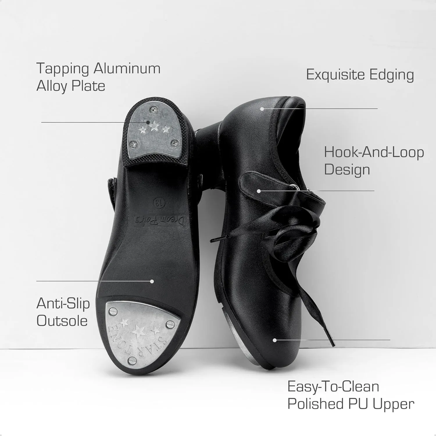 DREAM PAIRS Kids Tap Shoes for Girls Dance Shoes Boys Easy Strap Tap Mary Jane Flats PU Leather for Toddler/Little Kid/Big Kid