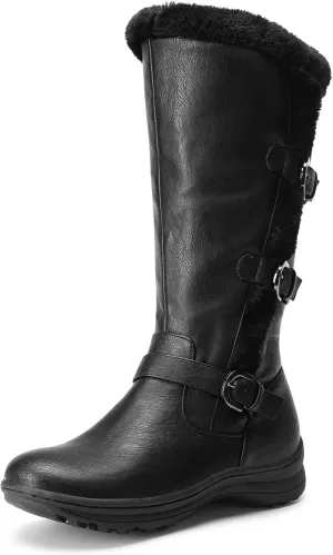 DREAM PAIRS Women's Winter Fully Fur Lined Zipper Closure Snow Knee High Boots