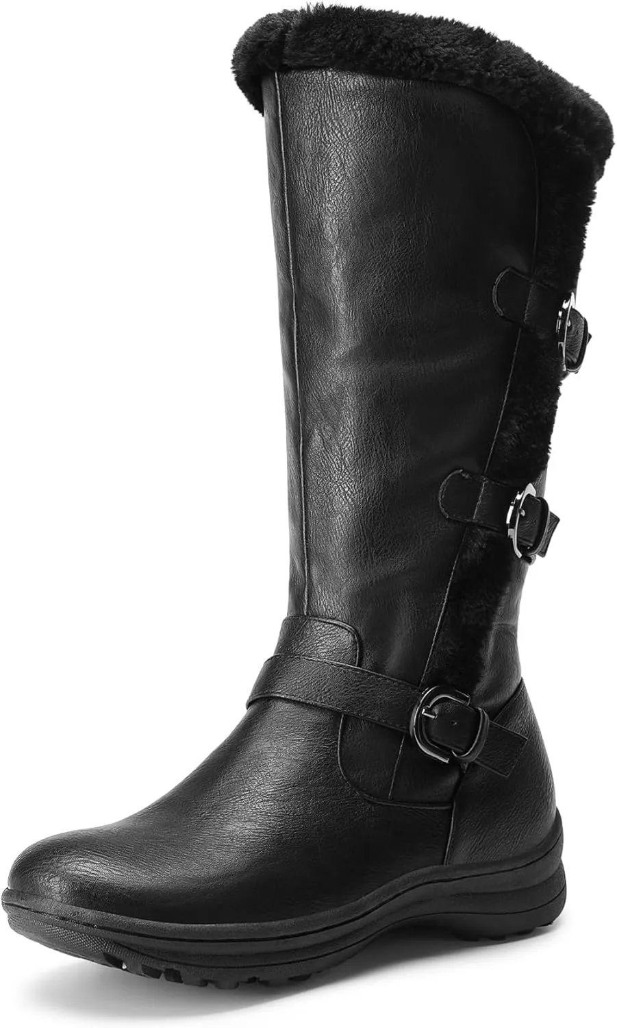 DREAM PAIRS Women's Winter Fully Fur Lined Zipper Closure Snow Knee High Boots