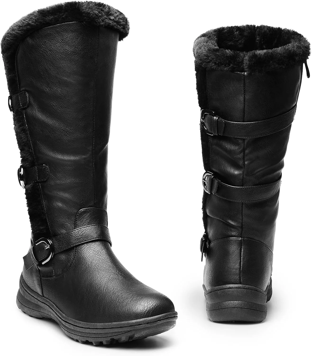 DREAM PAIRS Women's Winter Fully Fur Lined Zipper Closure Snow Knee High Boots
