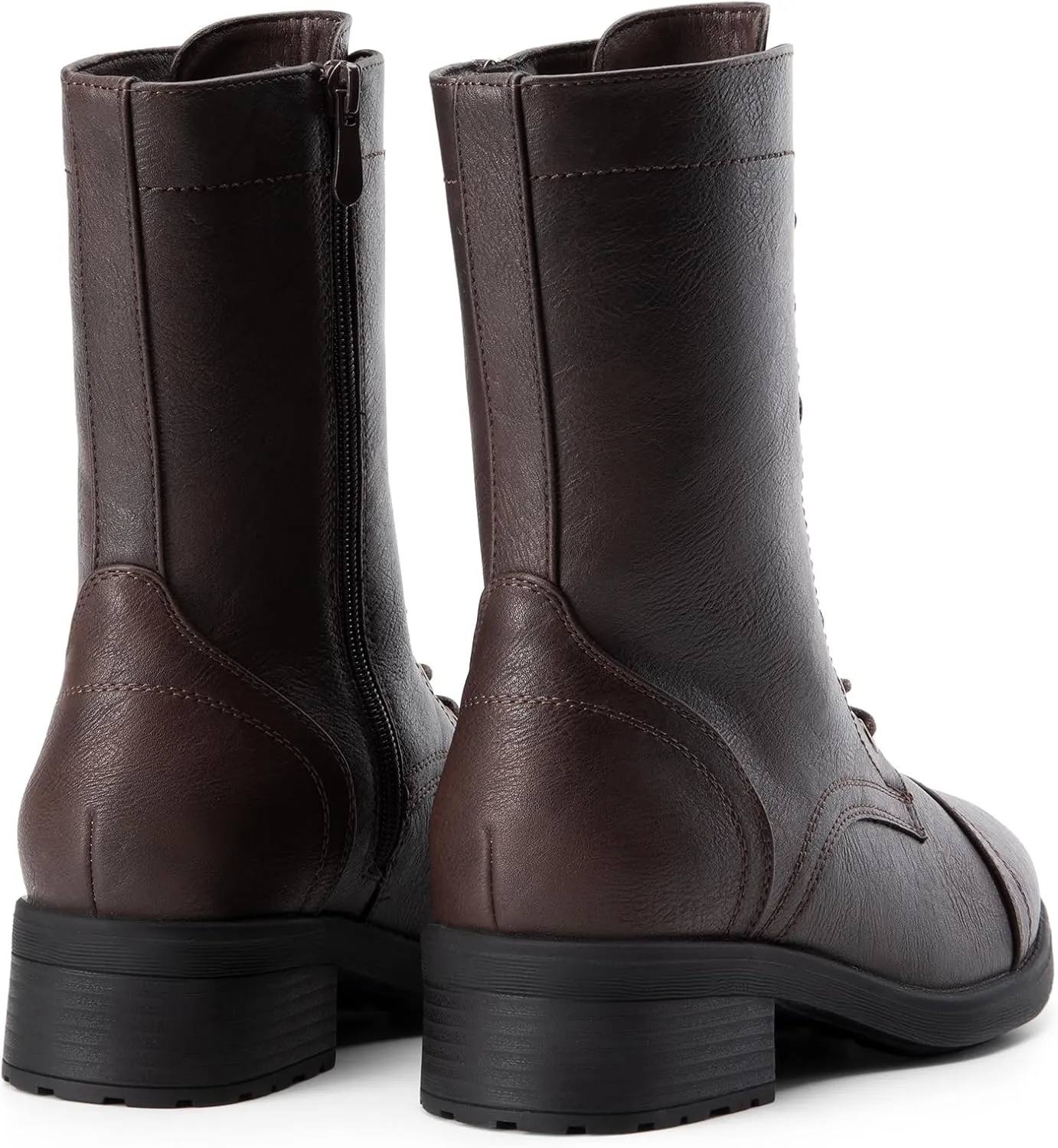 DREAM PAIRS Women's Winter Lace up Mid Calf Combat Riding Military Boots