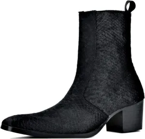 Dress Boot for Men Ankle Chelsea Heel Stylish Combat Casual Walking Motorcycle Side Zipper CD-JY021-A-R