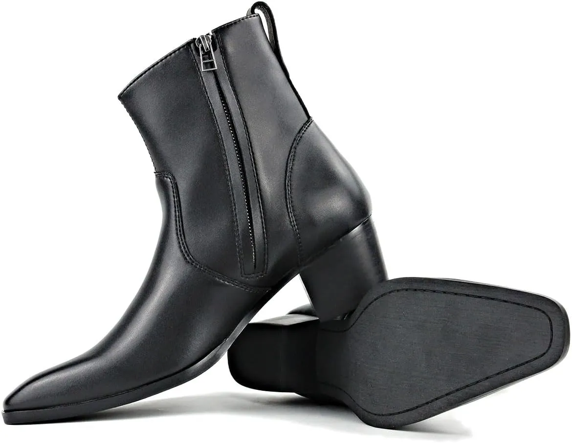 Dress Boot for Men Casual Chelsea Combat Ankle Casual Walking Motorcycle Boots Black