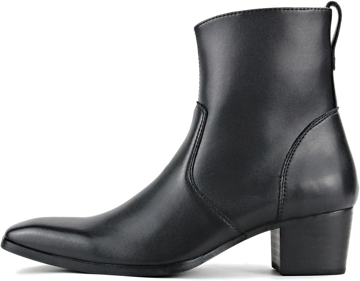Dress Boot for Men Casual Chelsea Combat Ankle Casual Walking Motorcycle Boots Black