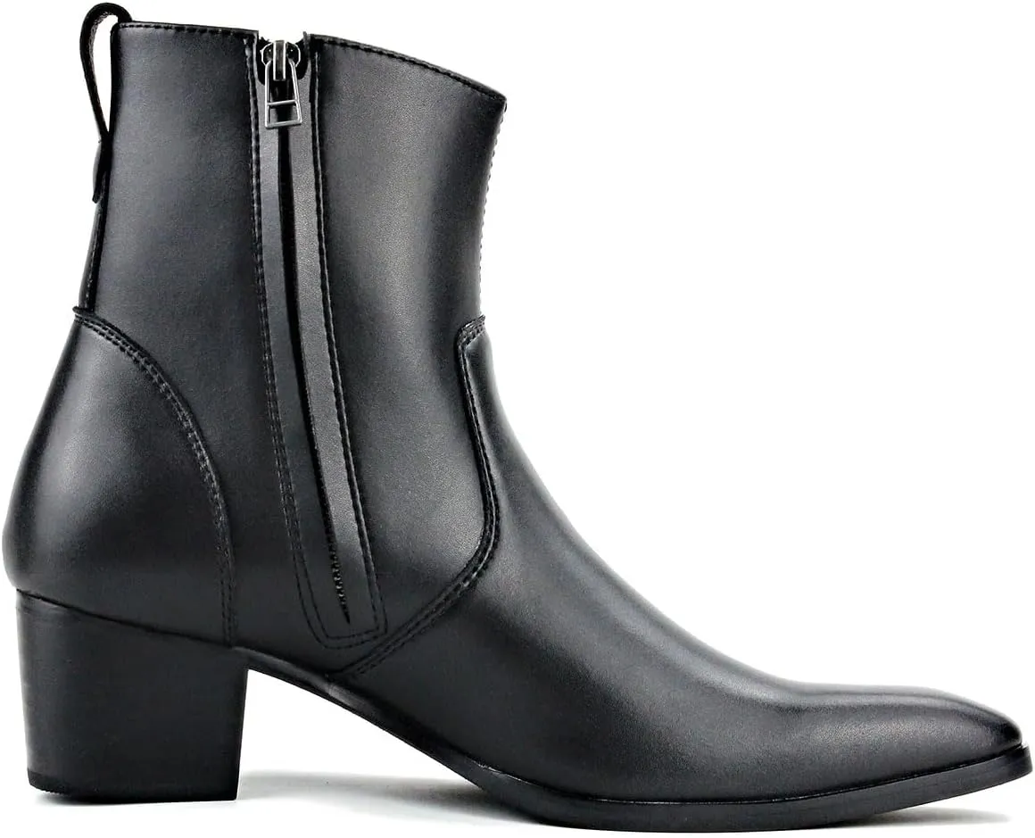 Dress Boot for Men Casual Chelsea Combat Ankle Casual Walking Motorcycle Boots Black