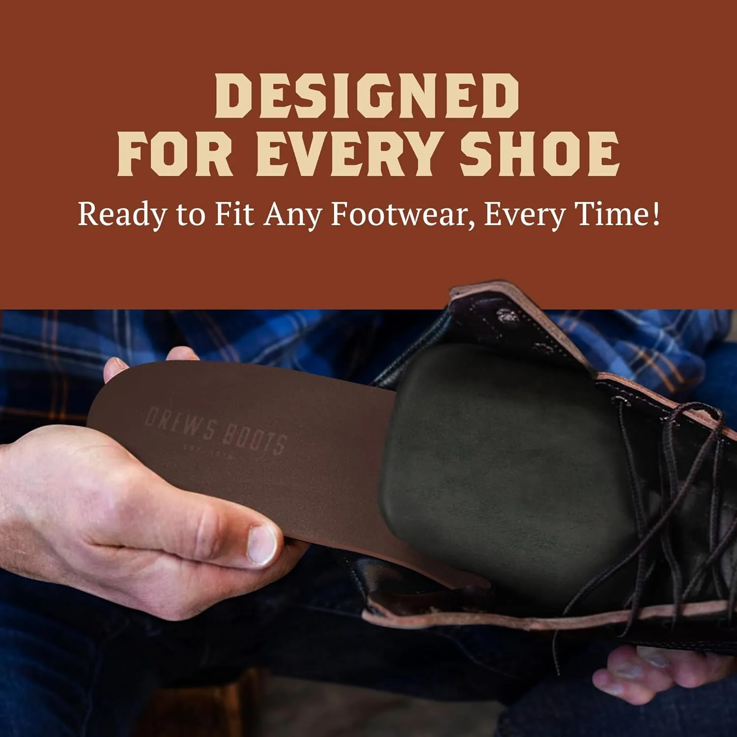 Drew’s Boots Leather Boot Insoles for Men and Women - Shoe Inserts for All-Day Comfort Fit with Moisture and Odor Control - Thick Insoles for Work Boots, Shoes, Sneakers, and Any Footwear