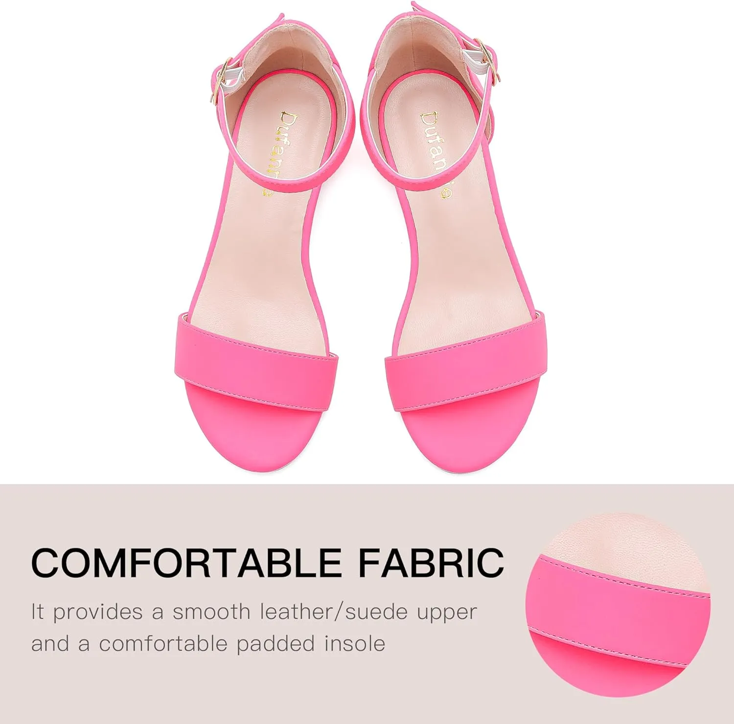 Dufannie Girls Sandals Low Heels Dress Pump Ankle Strap Open Toe Flower Girl Wedding Party for Toddler Little Big Kid