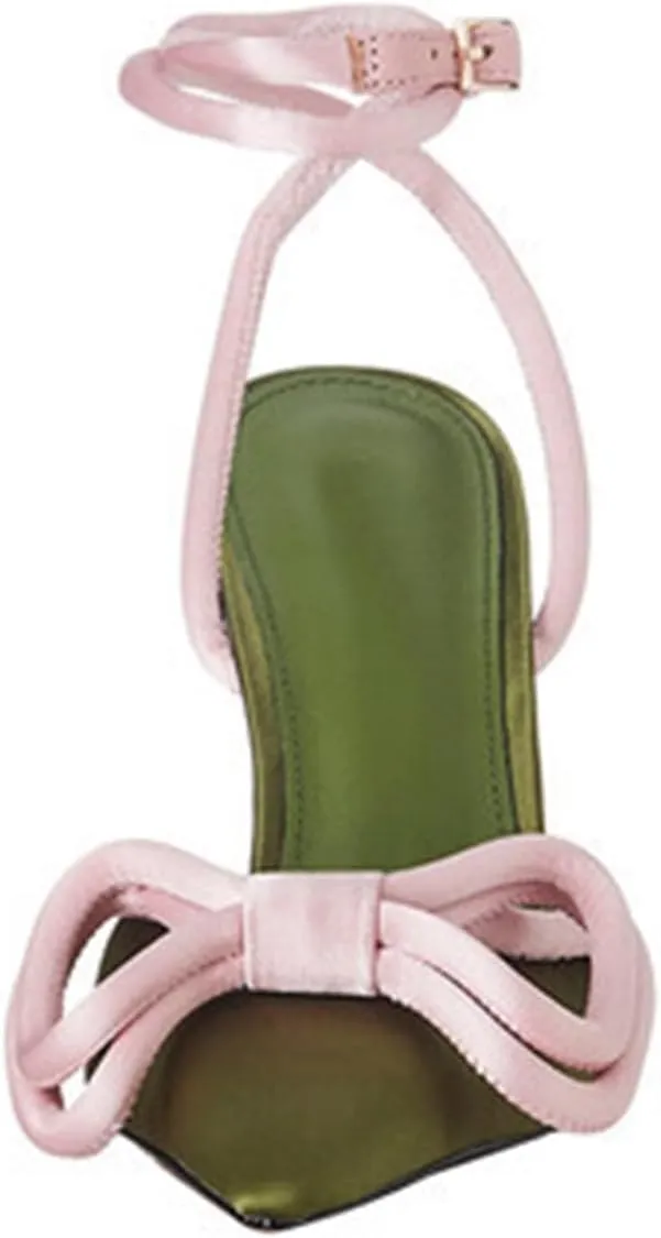 Elegant Women's Sexy Closed Toe Sandals with Bowknot, Fashion Large Size Ponited Toe High Heels for Party, Banquet And Fashion Show
