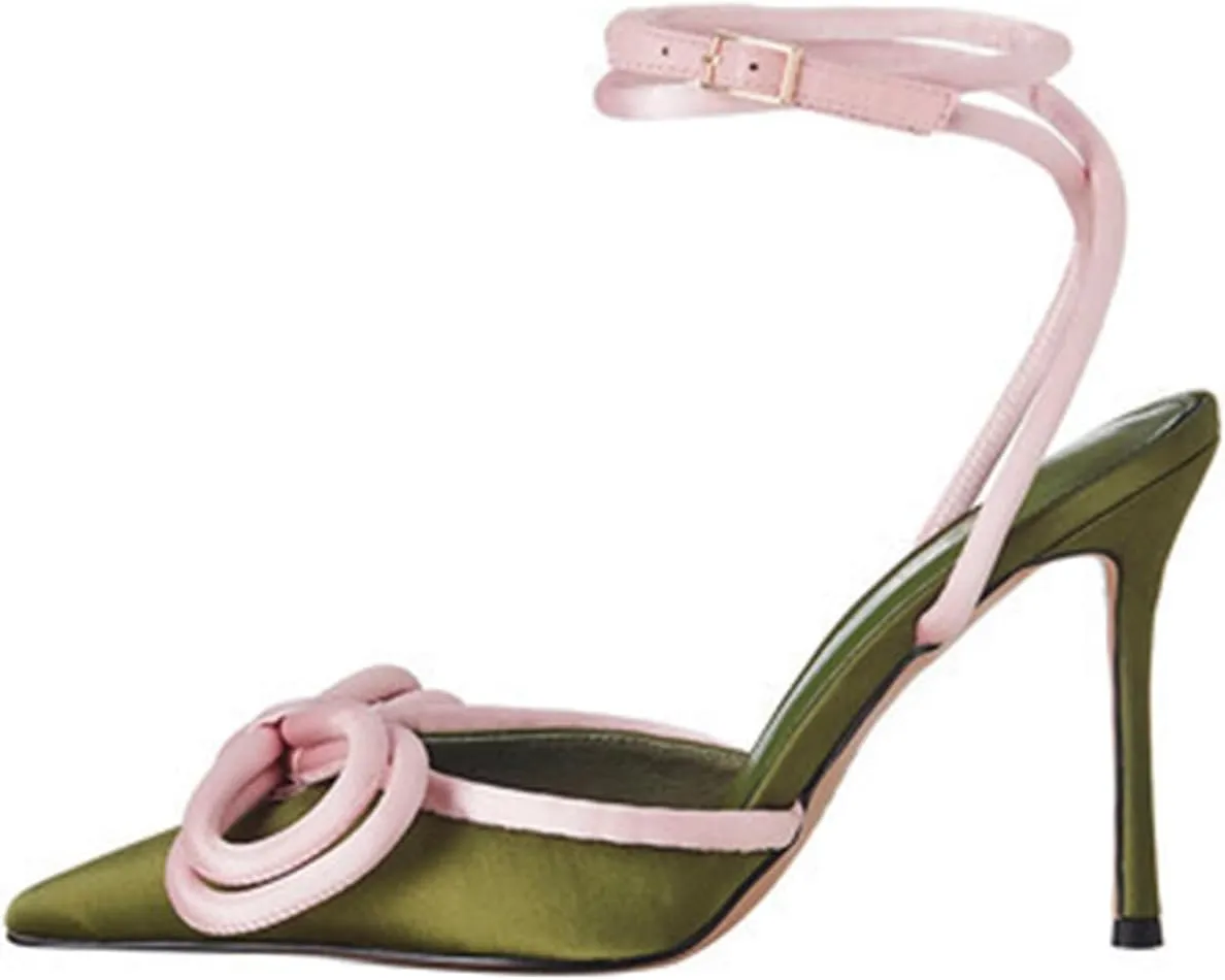 Elegant Women's Sexy Closed Toe Sandals with Bowknot, Fashion Large Size Ponited Toe High Heels for Party, Banquet And Fashion Show