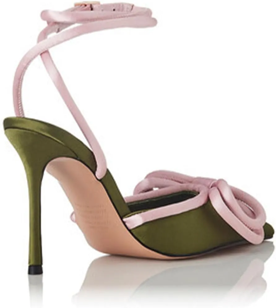 Elegant Women's Sexy Closed Toe Sandals with Bowknot, Fashion Large Size Ponited Toe High Heels for Party, Banquet And Fashion Show