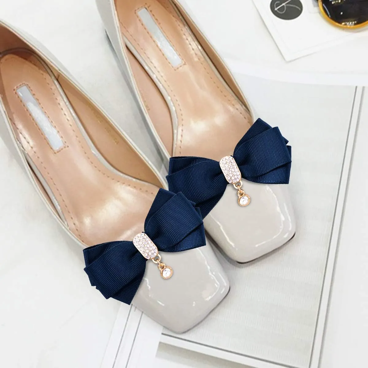 ELEGANTPARK Shoes Dress Hat Accessories Fashion Rhinestones Crystal Shoe Clips 2 Pcs Multi Color