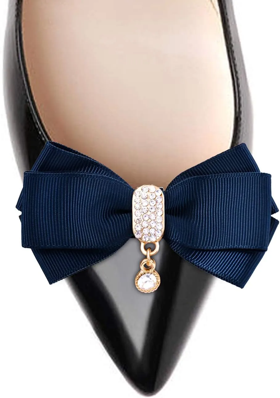 ELEGANTPARK Shoes Dress Hat Accessories Fashion Rhinestones Crystal Shoe Clips 2 Pcs Multi Color