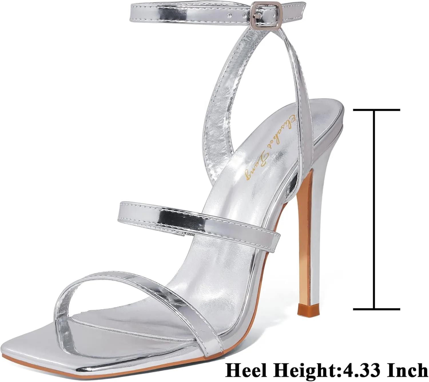 Elisabet Tang Elegant Black High Heeled Sandals for Women – Adjustable Straps, Square Toe, Stiletto Pumps for Party, Evening, and Formal Occasions